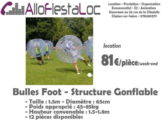 Location - bulles foot gonflables (81€ /u)