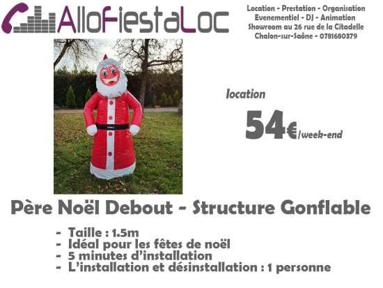 Location pere noel debout - location structure gonflable