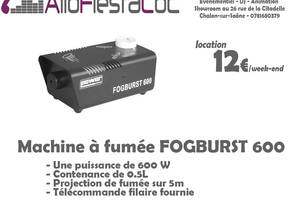 Location animation machine À fumÉe fogburst 600